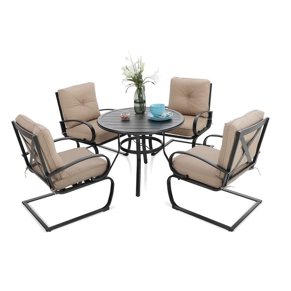 MAISON ARTS 5 Pieces Patio Dining Set,4 Spring Dining Chairs and 1 Round Table with 1.57