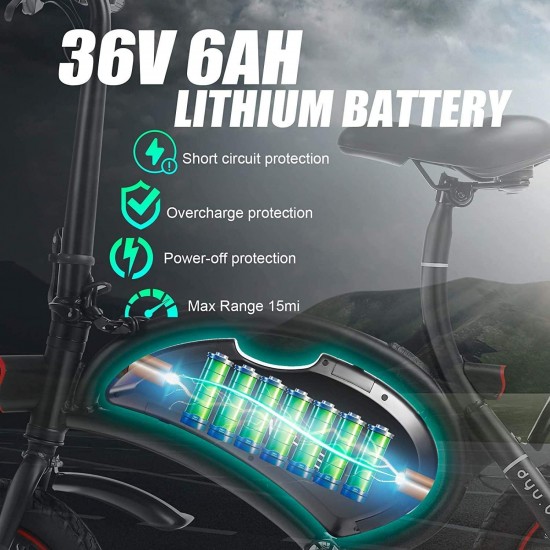 14” / 12” Electric Bike Electric Bicycle, APP Control 500W / 350W Folding Electric Commuter Bike 20MPH Adults/Teens City Ebike with 48V 7.5Ah / 6Ah Battery