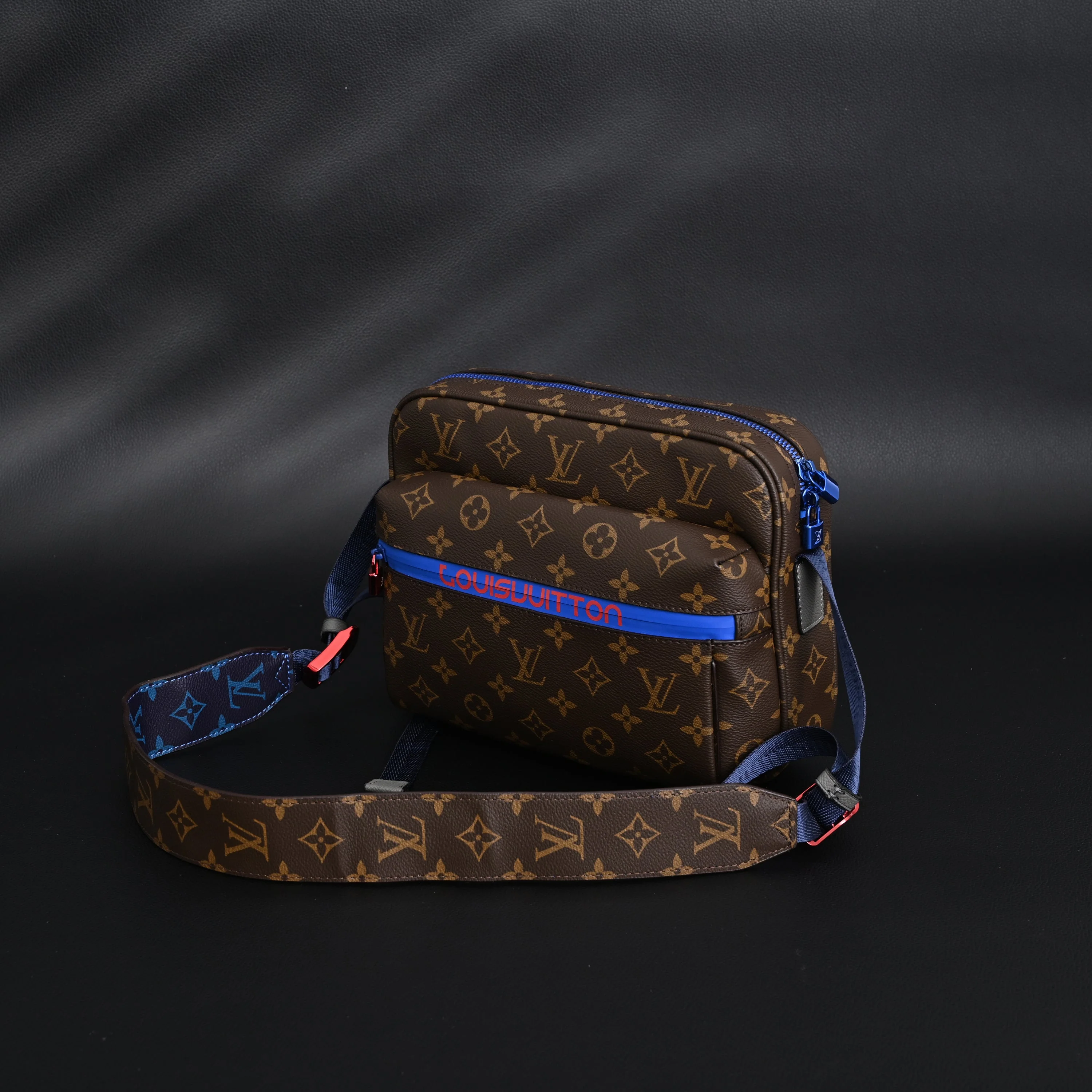 Louis Vuitton Trio Messenger Bag – Monogram Canvas with Blue Strap