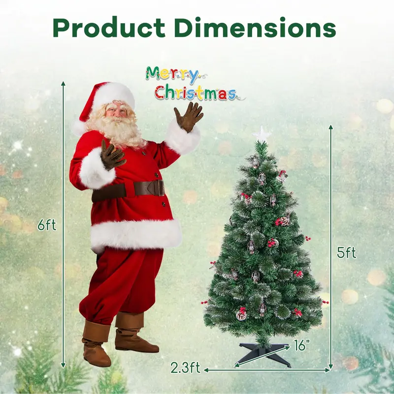 Pre-Lit Fiber Optic Christmas Tree – Snow-Dusted Artificial Tree with Warm White LED Lights