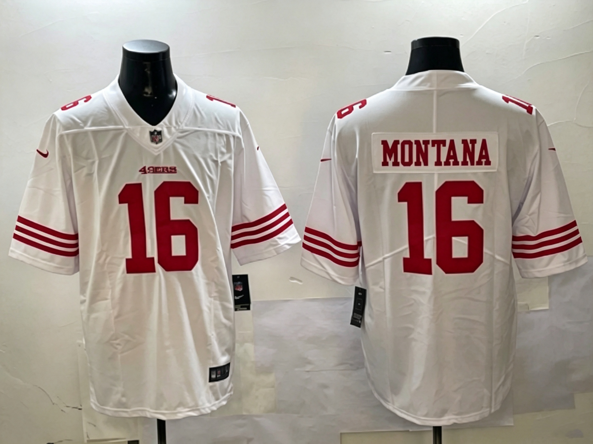 Men's San Francisco 49ers Joe Montana #16 White Game Jersey
