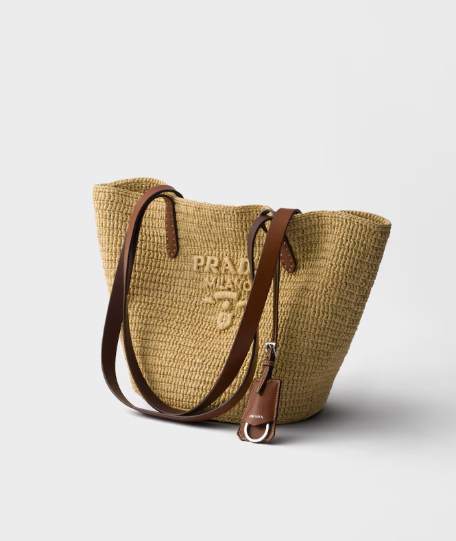 PRADA Medium crochet and leather tote bag