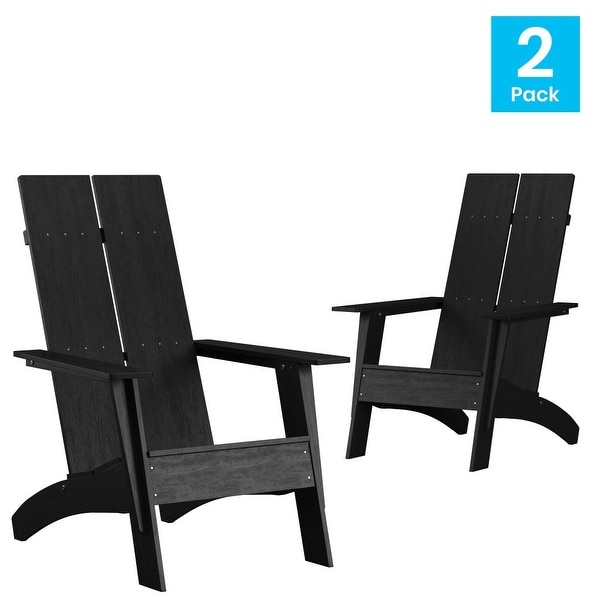 Modern Dual Slat Back Adirondack Style Chairs,Set of 2