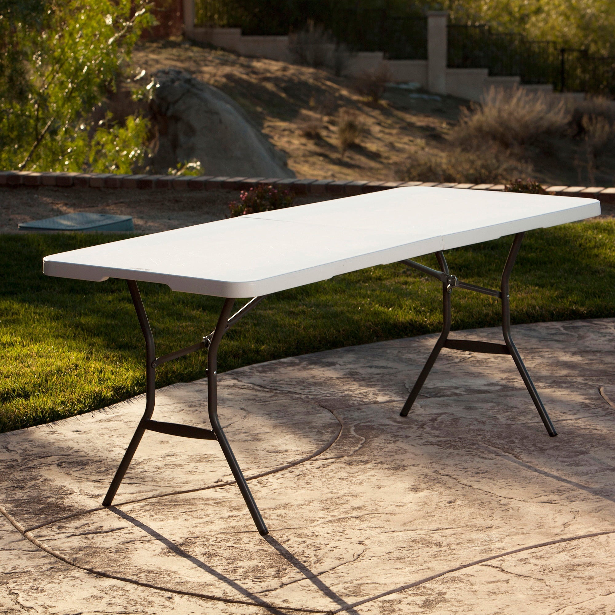 Lifetime 6 ft. Rectangle Commercial Fold-In-Half Table – White