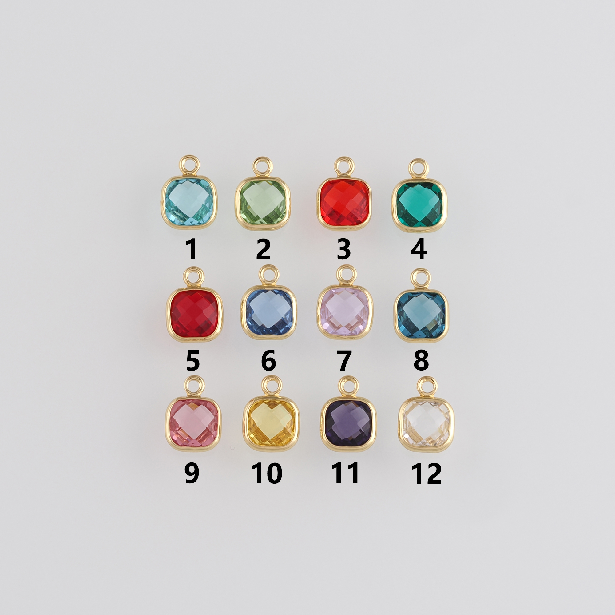18K Gold Filled Square Pendant,Crystal Square Charm Earrings Necklace for DIY Jewelry Making Supply