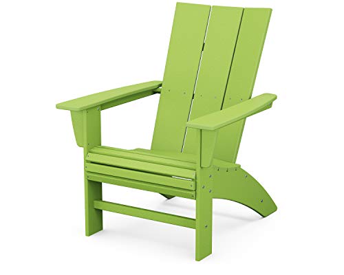POLYWOOD Modern Curveback Adirondack Chair, HDPE Outdoor Patio Furniture, Fade-Proof Fire Pit Deck Garden Chair, Adult Size, Made in USA