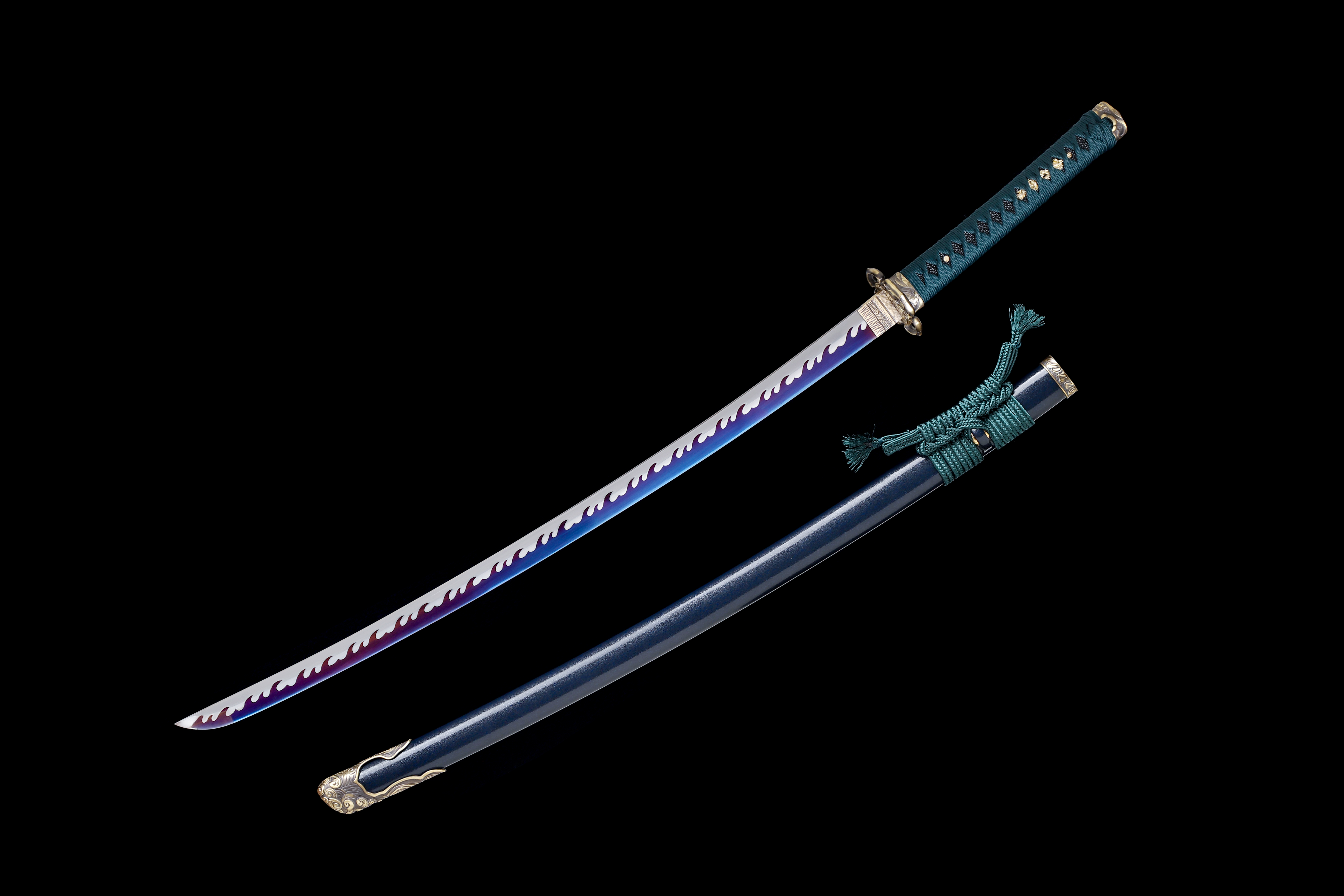 Handmade Japanese Katana 9260 Spring Steel Purple Blade Full Tang