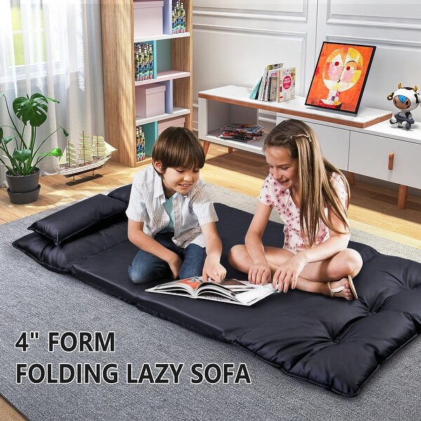 Lazy Sofa Adjustable Folding Futon Sofa with Pillows