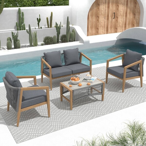Outdoor 4 Pieces Aluminum Conversation Set with Cushion