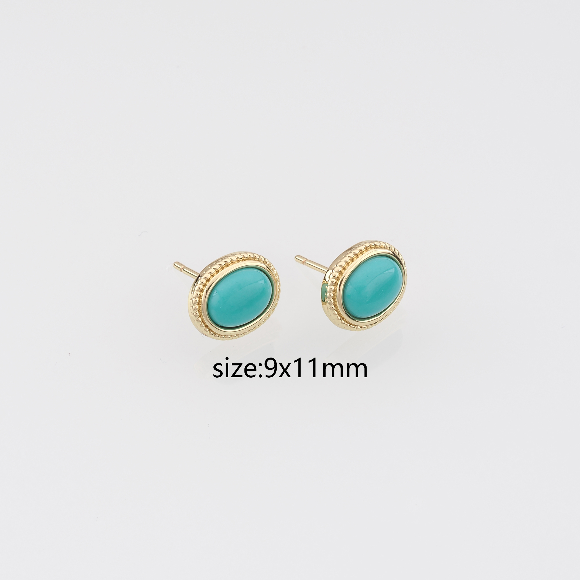 18K Gold Filled Oval Stud Earrings,Blue Stone Earrings,Textured Gold Studs,Minimalist Statement Earrings Gift for Her