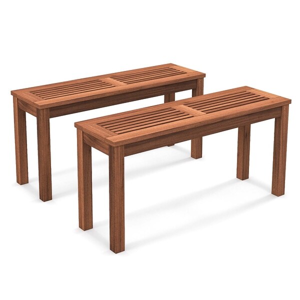 Costway Patio Backless Bench 2Seater Outdoor Dining Bench Solid Wood