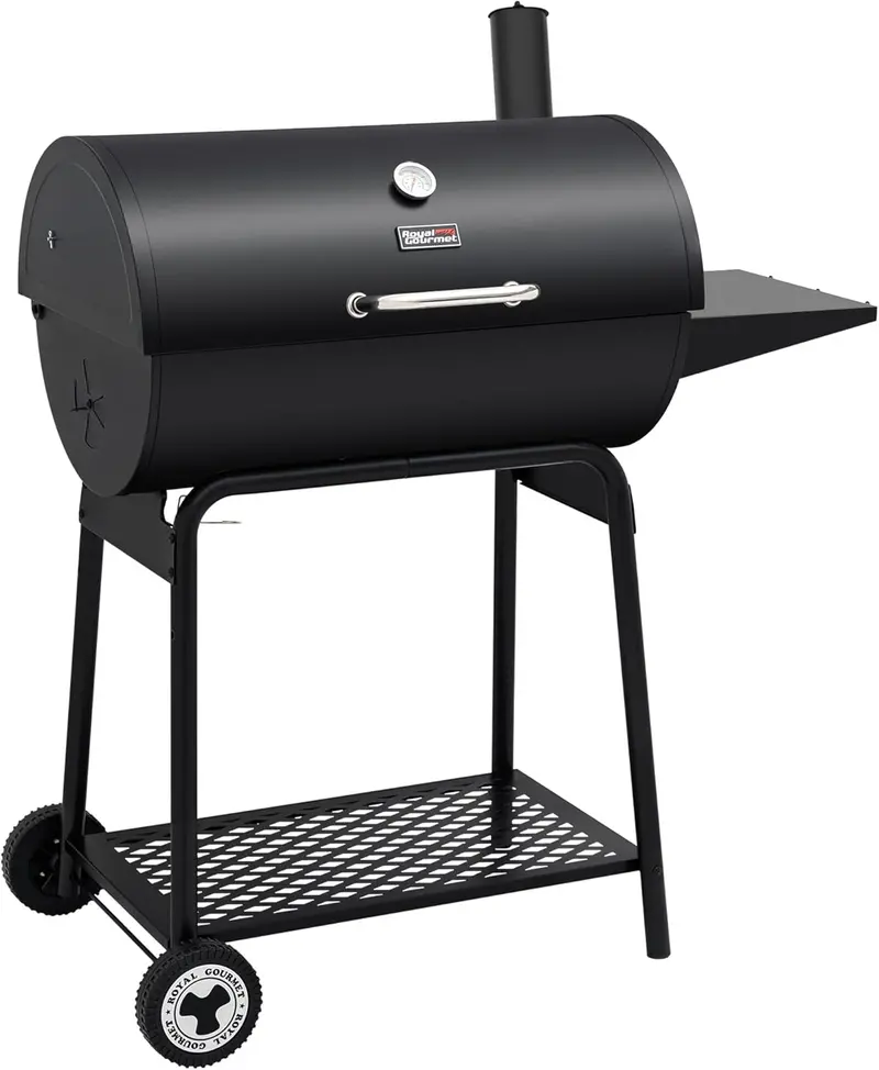 Royal Gourmet CC1830 Barrel Charcoal Grill – 30-Inch Outdoor BBQ with Side Table & 627 Sq. In. Cooking Surface