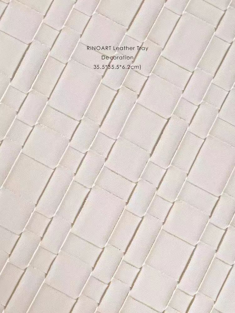 DC260 - BV-Wave woven cream white + solid wood lattice outer stitching leather tray underwear underwear storage box