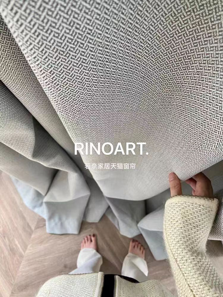 FA001 - Home Loro Pian@ Herringbone Blackout Grey Brown Atmosphere Minimalist Living Room Bedroom Floor-to-Ceiling Curtains