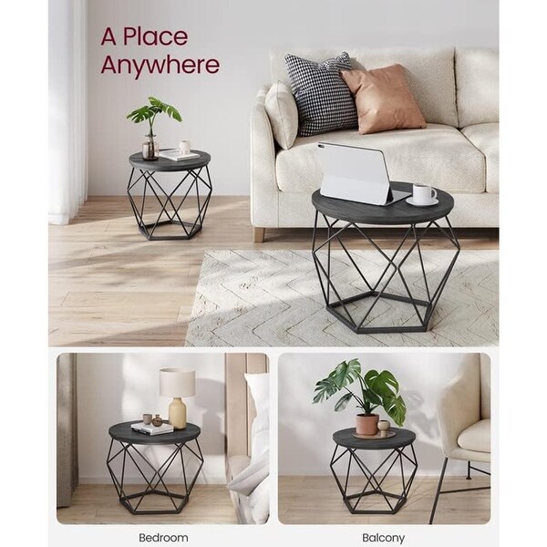 Small Coffee Table Set of 2,Round Coffee Table ,Black