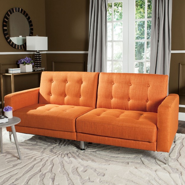 Soho Tufted Foldable Sofa Bed Orange Safavieh