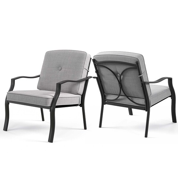 Costway 2 PCS Patio Metal Chairs Outdoor Dining Seat Heavy Duty with