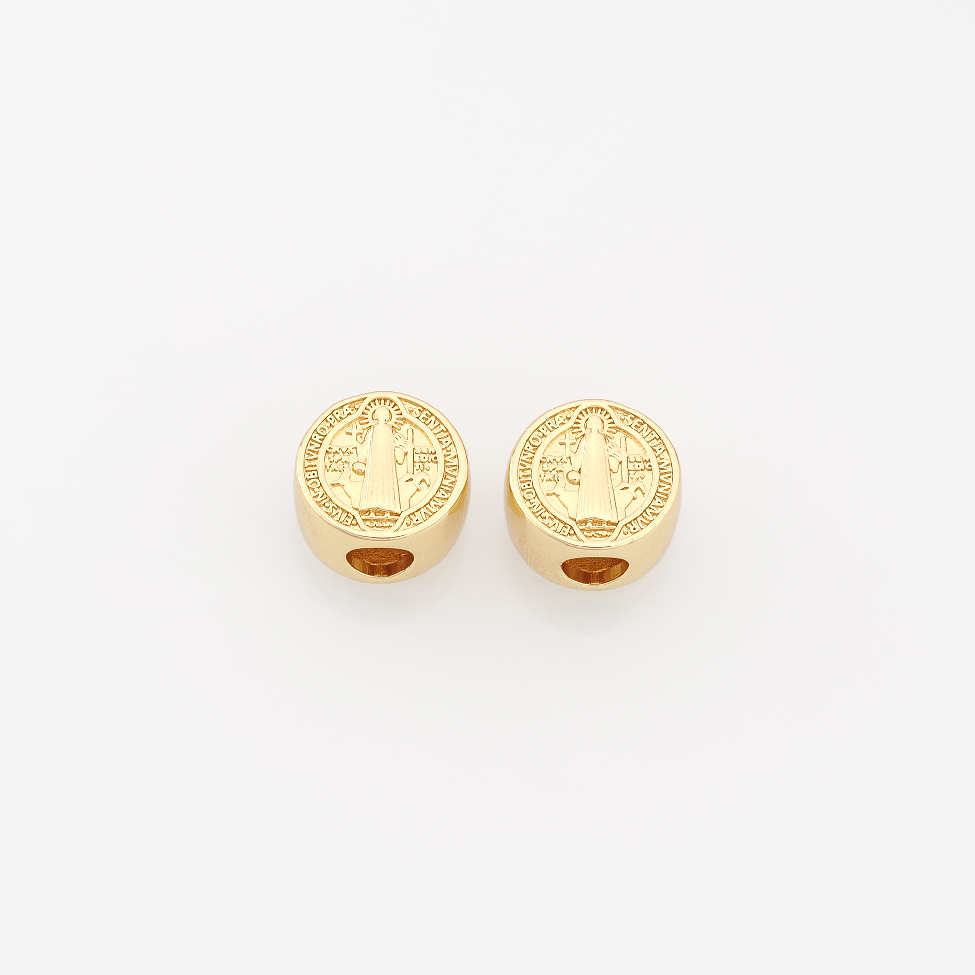 18K Gold Filled Benedict Spacer Beads,Religious Charm,Benedict Bead for Bracelet Jewelry Necklace Making Supply
