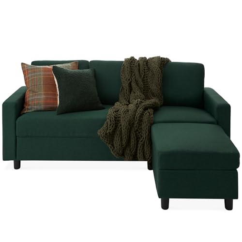 Best Choice Products Upholstered Sectional Sofa for Home, Apartment, Dorm, Bonus Room, Compact Spaces w/Chaise Lounge, 3-Seat, L-Shape Design, Reversible Ottoman Bench, 680lb Capacity - Beige