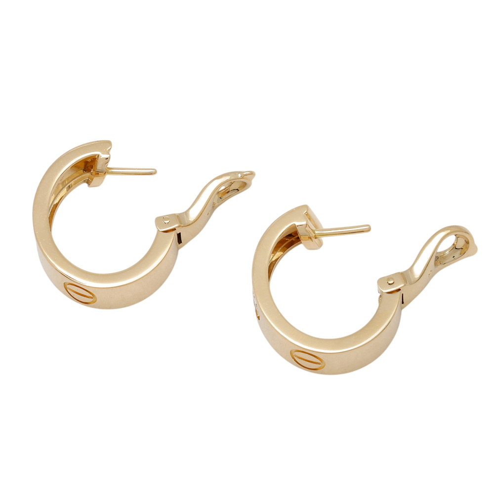 Cartier Love Hoop Classic Model 2 Diamonds Earrings 18K Yellow Gold B8022900