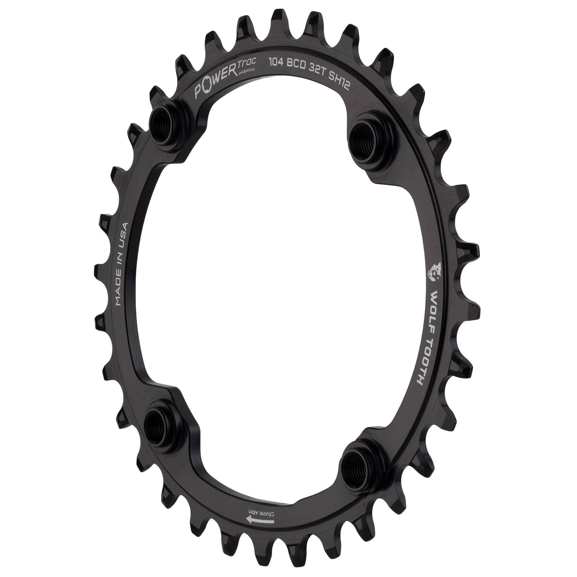 Wolf Tooth Elliptical 104 BCD Chainring - 34T 104 BCD 4-Bolt Requires Shimano 12-Speed Hyperglide+ Chain