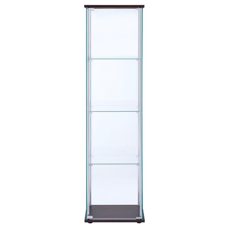 Bowery Hill Traditional 4 Shelf Glass Curio Cabinet in Cappuccino