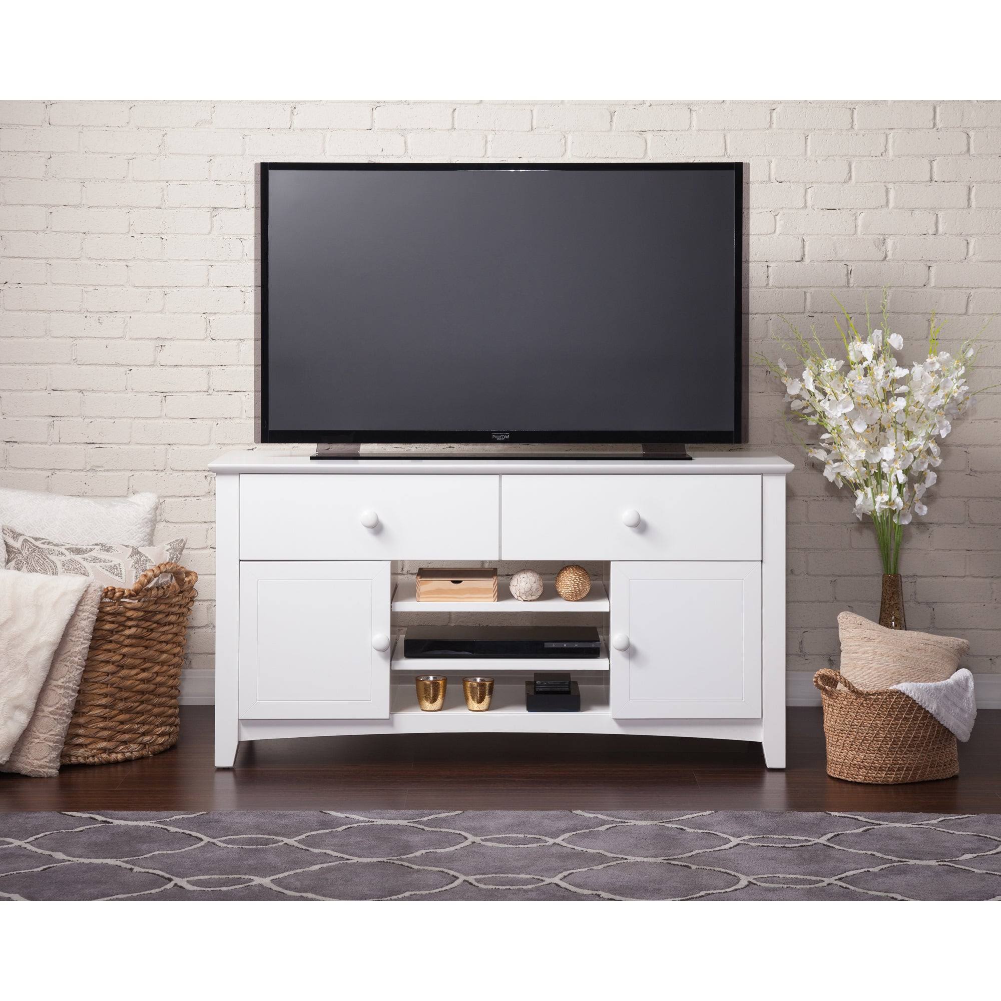 Atlantic Nantucket 2 Drawer 50 inch Entertainment Console with Adjustable Shelves in White