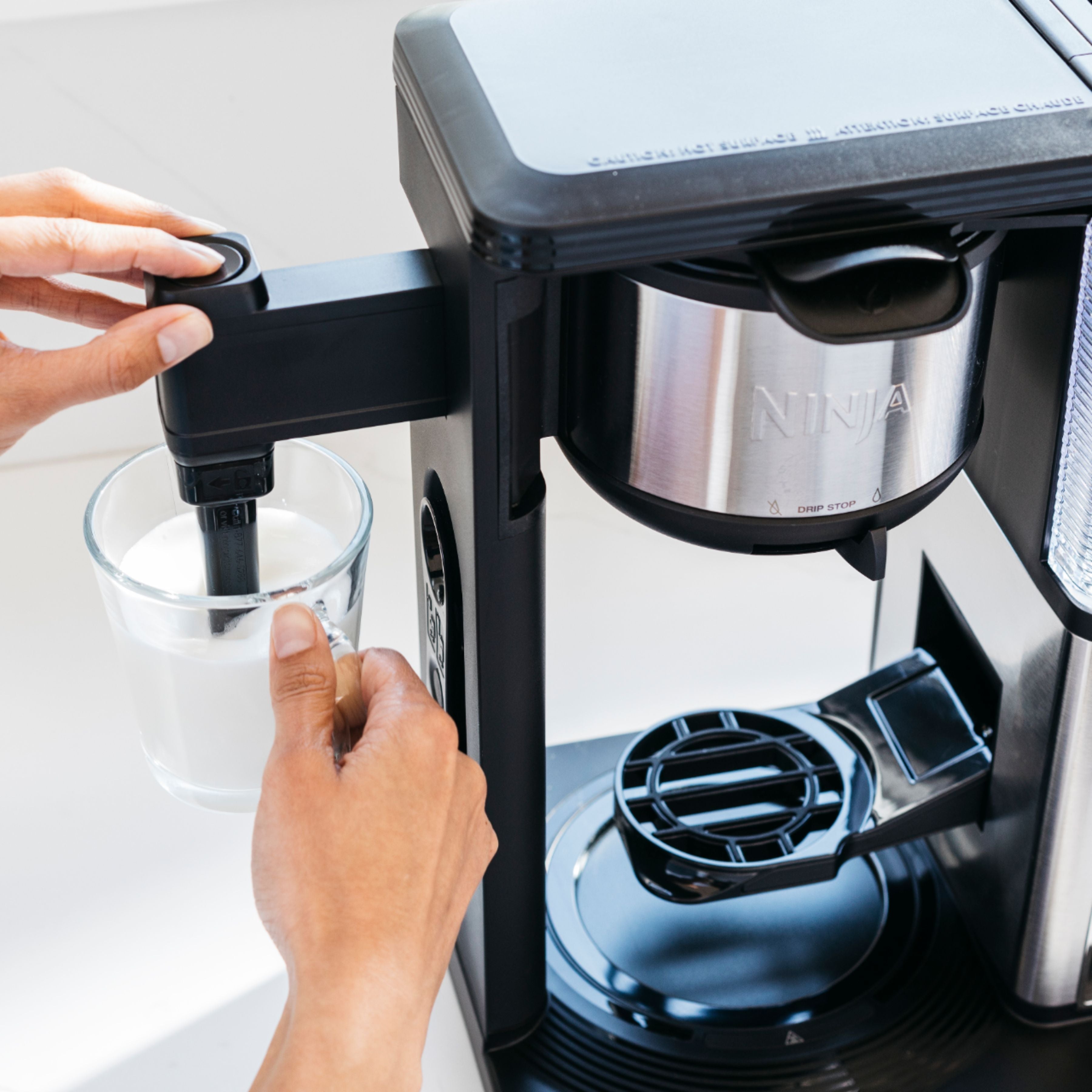 Ninja CM401 - 10-Cup Specialty Coffee Maker with Fold-Away Frother and Glass Carafe CM401 - Black/Stainless Steel