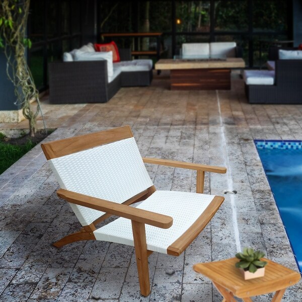 Chic Teak Paris Teak Wood Patio Lounge and Dining Chair,White