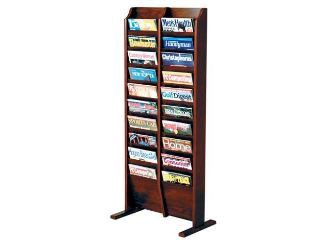 Wooden Mallet 20 Pocket Free Standing Magazine Rack; Dark Red Mahogany