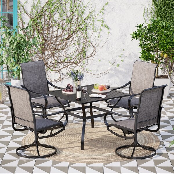MAISON ARTS 5 Piece Patio Dining Set,4 Sling Dining Swivel Chairs and 37