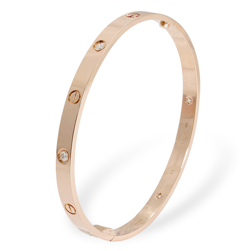 Cartier Love Bracelet 18K Rose Gold Diamond