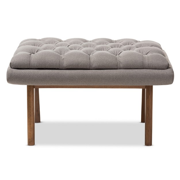 Baxton Studio Annetha Mid Century Modern Finished Wood Upholstered Ottoman