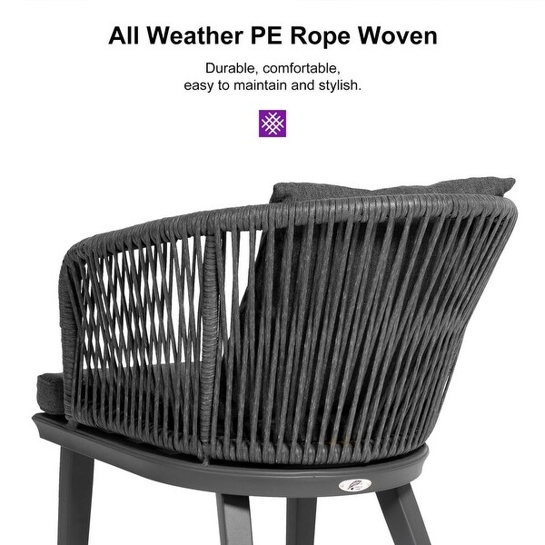 PURPLE LEAF 711 Patio Dining Set,Aluminum Frame Table,Wicker Chairs