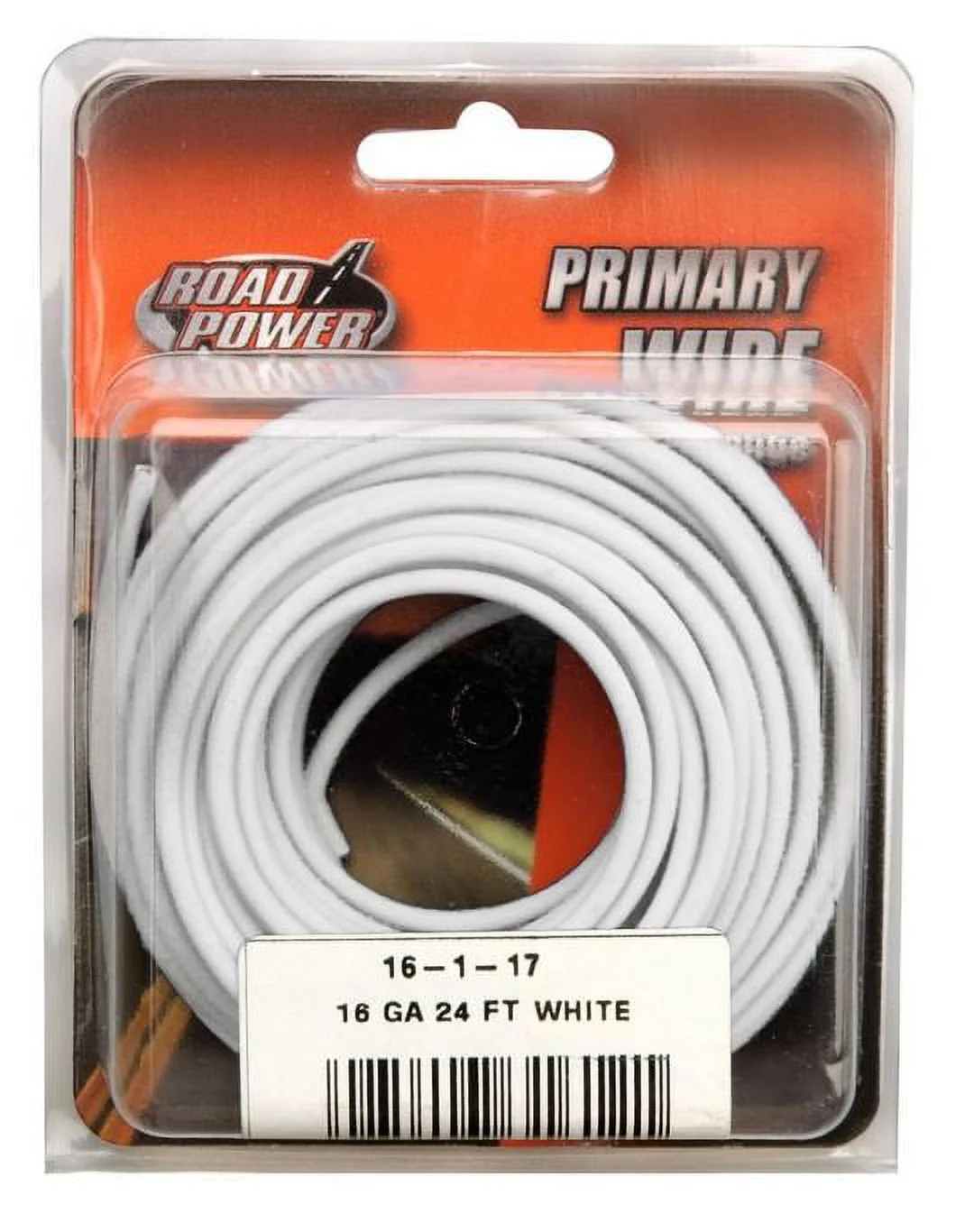 Road Power 55667933 Automotive Primary Wire, White, 16-Gauge, 24', Each