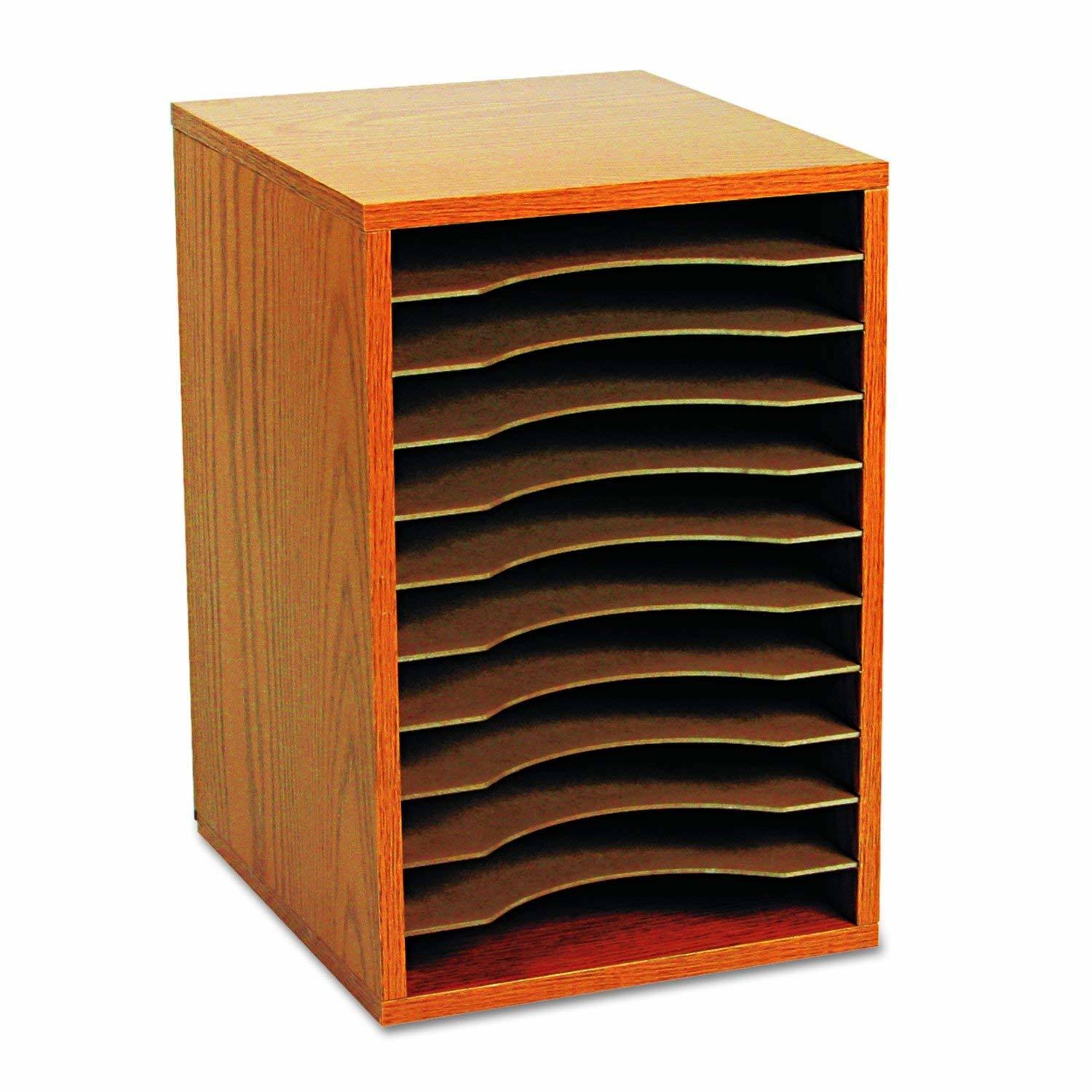 Safco Products 9419MO Vertical Desk Top Sorter, 11 Compartment, Oak