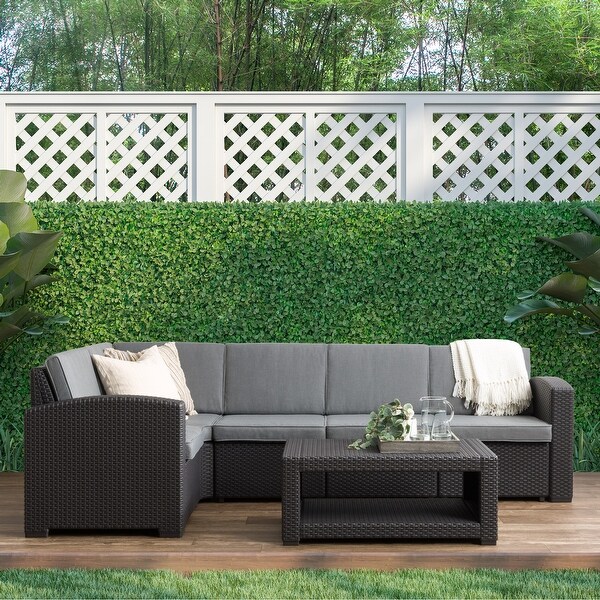 CorLiving Lake Front Rattan Patio Sectional Set,6pc