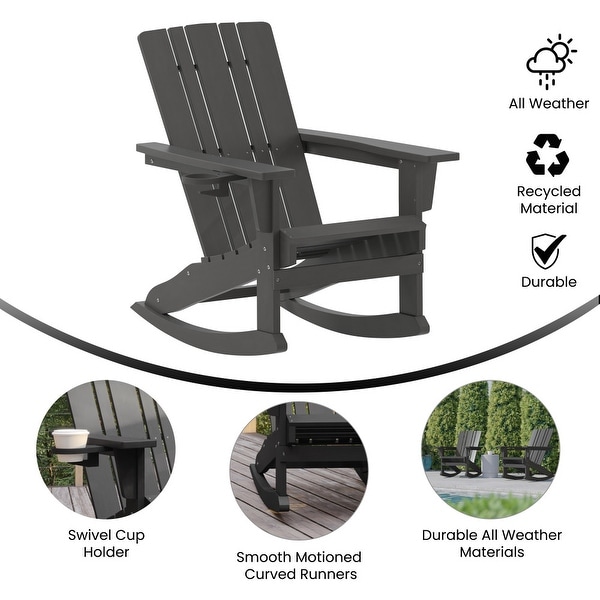 AllWeather Rocking Adirondack Chair with Swiveling Cupholder