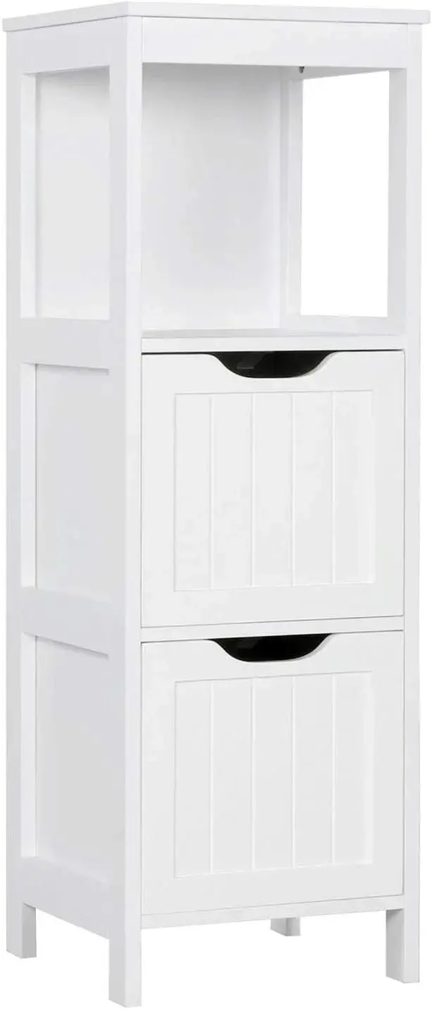 Two-Drawer Wooden Bathroom Floor Cabinet – Compact Storage & Side Organizer Rack