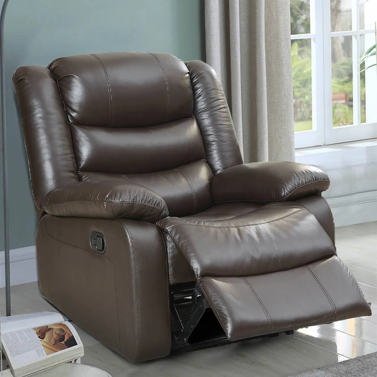 Recliner , Espresso Top Grain Leather Match