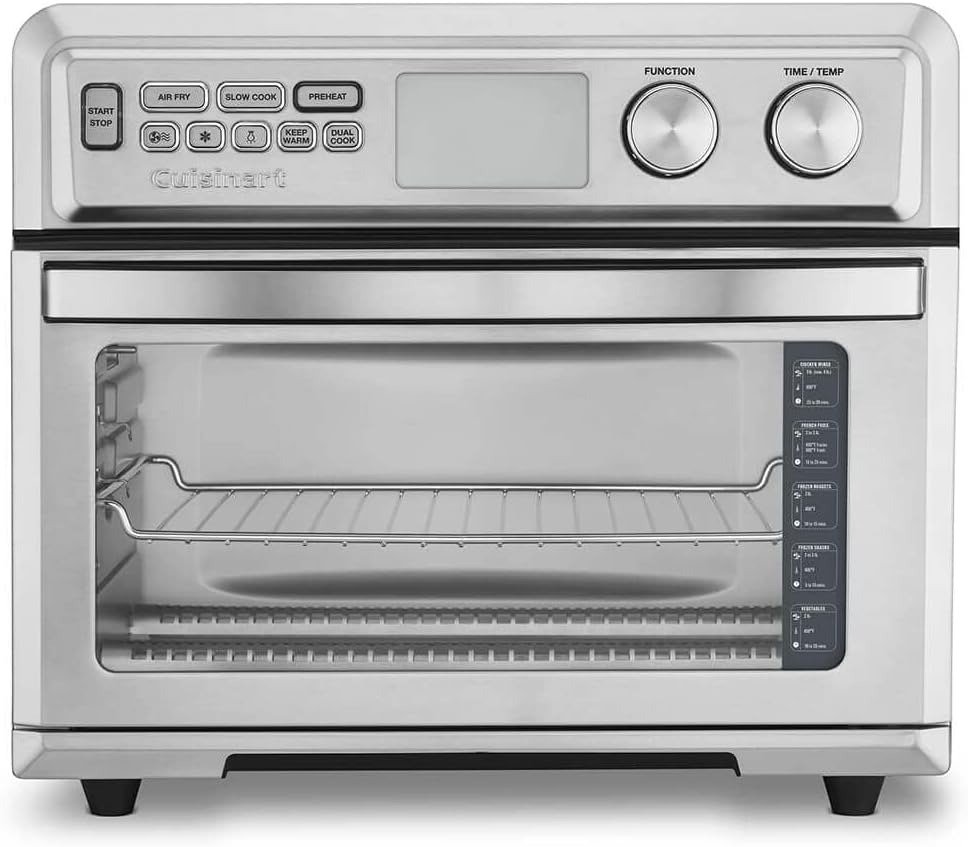Air Fryer Toaster Oven with Extra-Large Capacity, 1800W Stainless Steel Oven with Digital Display, Bake, Broil, Roast & Air Fry Options, Adjustable Temperature