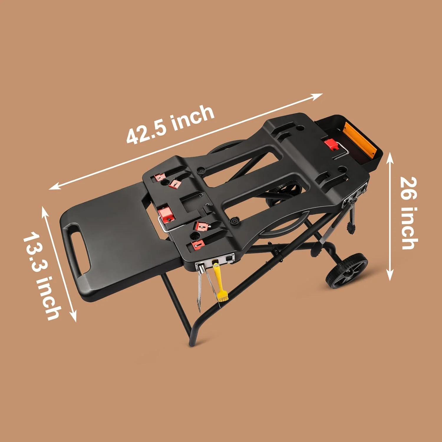Portable Grill Cart for Weber Q1000, Q2000 Series Gas Grills and Blackstone 17�� 22�� Table Top Griddles