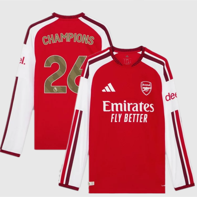Arsenal Home Champions Man Player Long Sleeve Jersey 26/27
