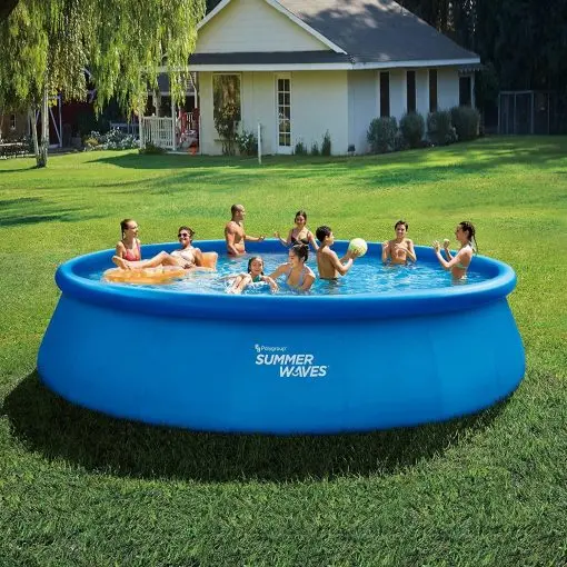 Summer Waves 18-Foot Quick-Set Inflatable Above-Ground Pool – Includes Filter Pump, Ground Cloth, and Cover