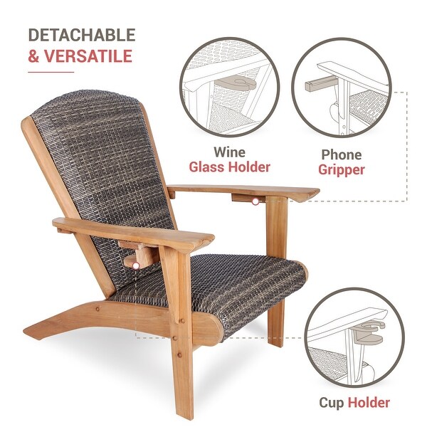 Cambridge Casual Auburn Upholstered Teak Adirondack Chair with Ottoman