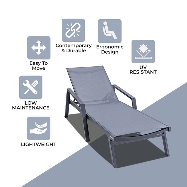 Aluminum Beach Pool Sun Lounge Chair Sling Mesh Fabric With Arms,Stackable Chaise Lounger (Set of 2)