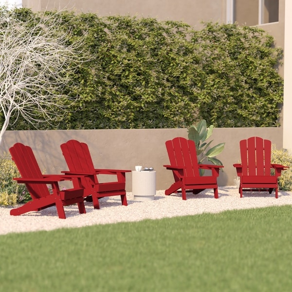 Set of 4 Commercial AllWeather Adirondack Chairs with Cupholders
