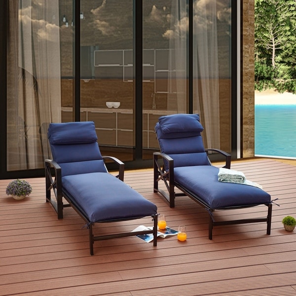 PATIO FESTIVAL Outdoor Chaise Lounger Cushions (2Pack)