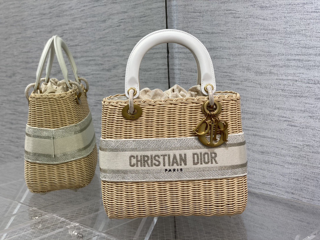 12A Dior High version embroidered bamboo woven bag - cnluxepick