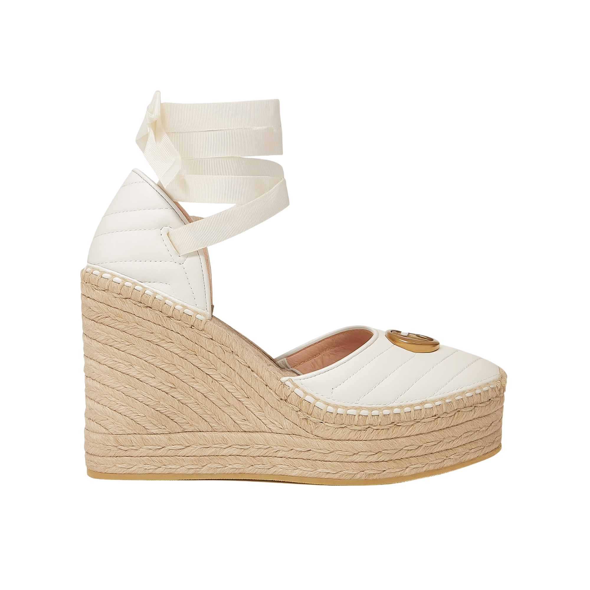 Gucci Leather Platform Espadrille White